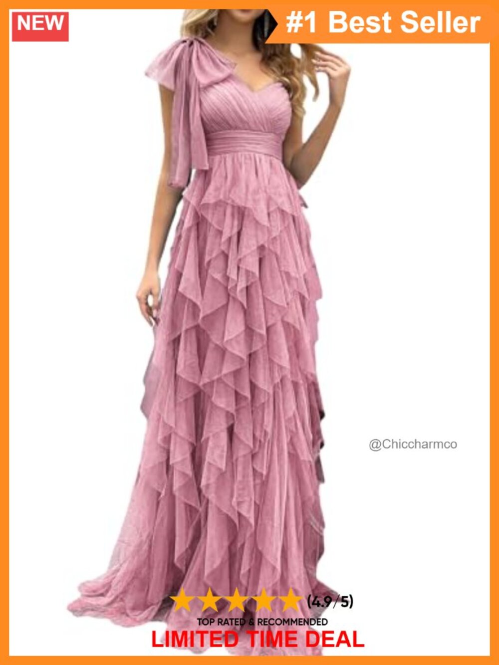 Chiffon Maxi Formal Evening Gown One Shoulder Mesh Bow Side Slit